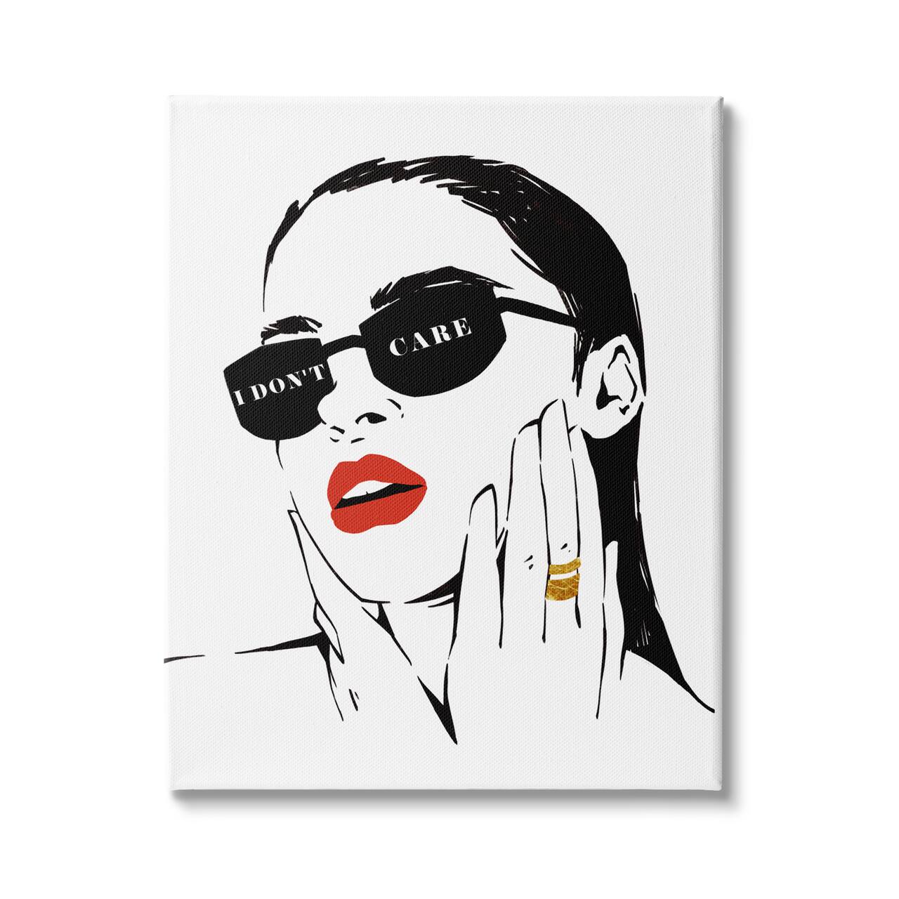 Stupell Industries I Don&#x2019;t Care Shades Glam Fashion Female Portrait Canvas Wall Art